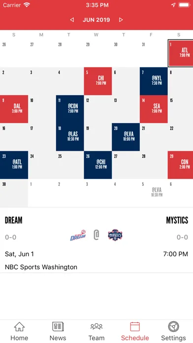 Washington Mystics Mobile Screenshots
