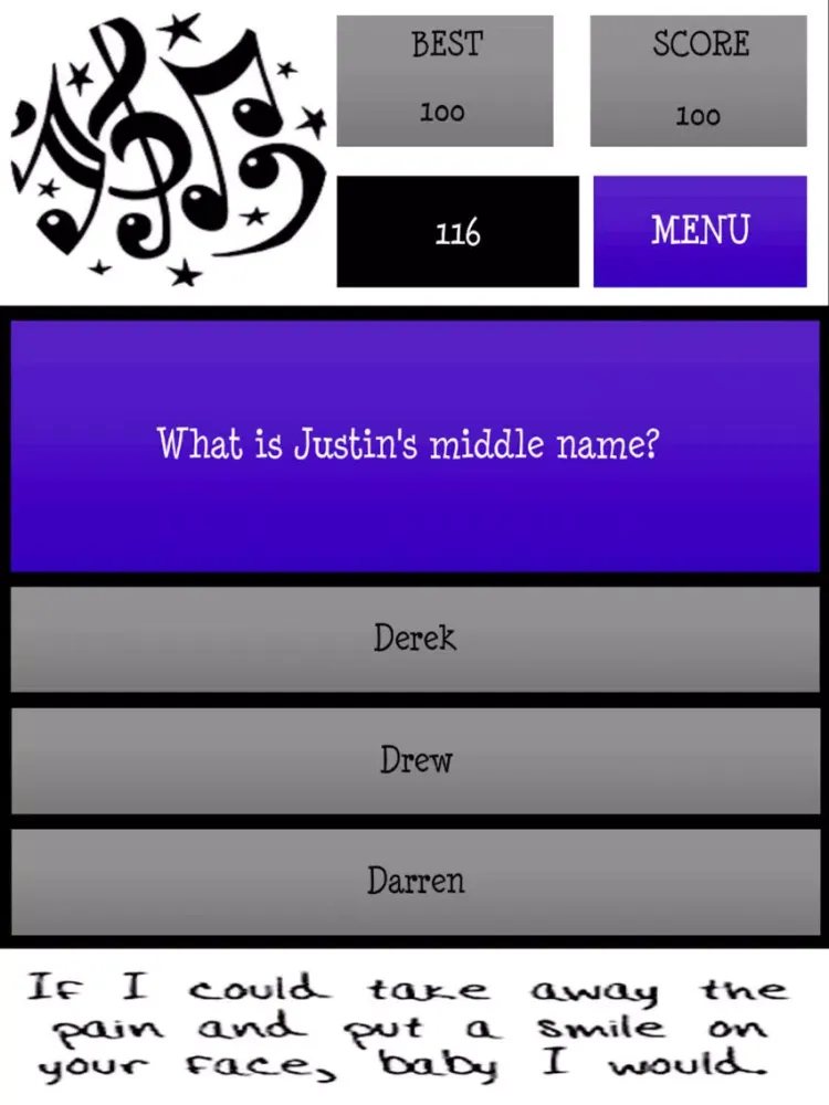 تصاویر Unofficial Justin Bieber Quiz iPad 