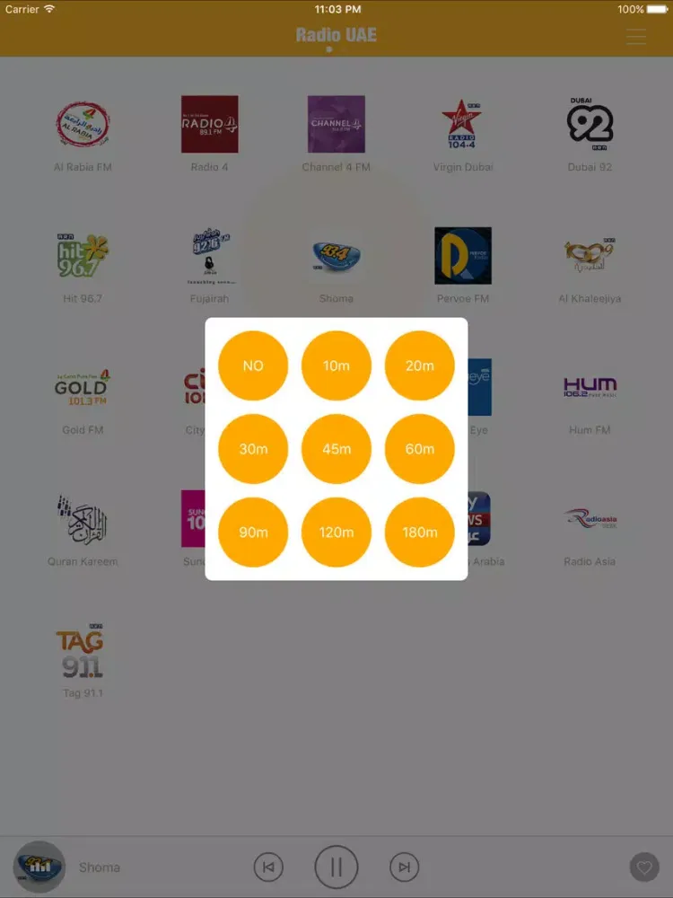 Tangkapan skrin Radio UAE FM (Emirates Radios) - Al Rabea Arabiya iPad 