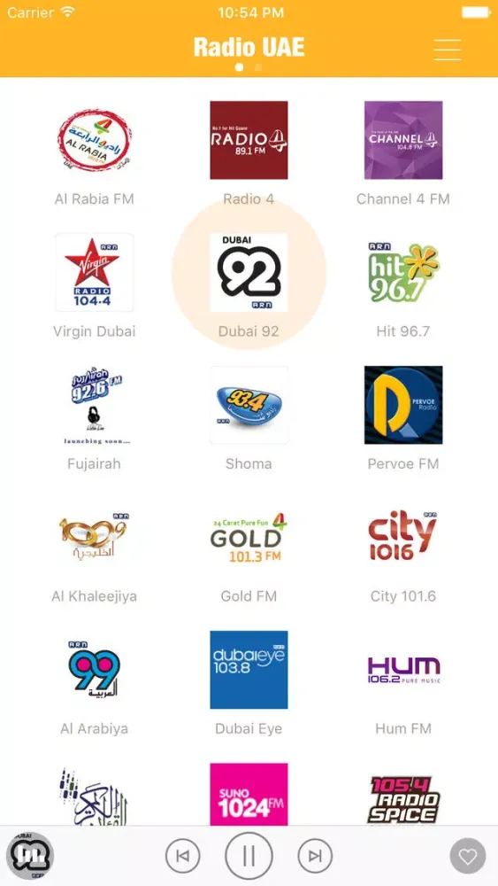 Tangkapan skrin Radio UAE FM (Emirates Radios) - Al Rabea Arabiya