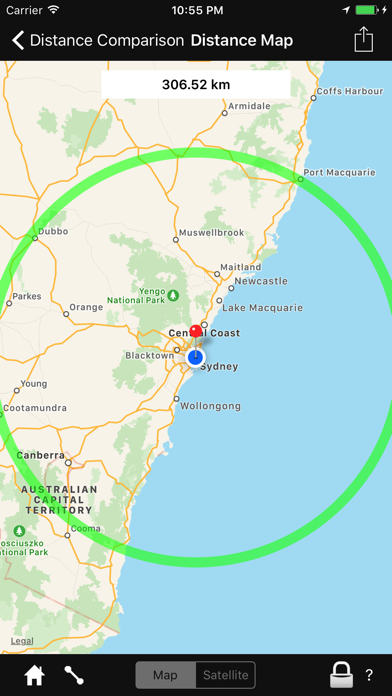 Distance Comparison Map 스크린샷