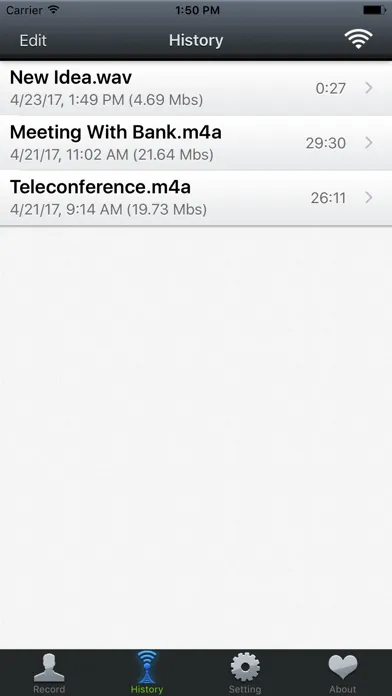 Ảnh chụp màn hình của Voice Memo Wifi Sharing Lite