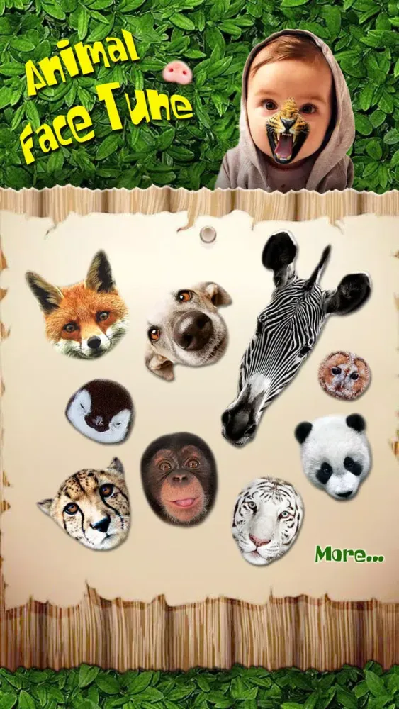 Tangkapan skrin Animal Face Tune - Sticker Photo Editor to Blend, Morph and Transform Yr Skin with Wild Animal Textures