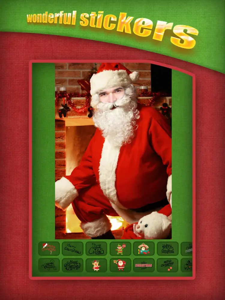 Christmas Face Photo Booth - Make your funny xmas pics with Santa Claus and Elf frames iPad  স্ক্রিনশট