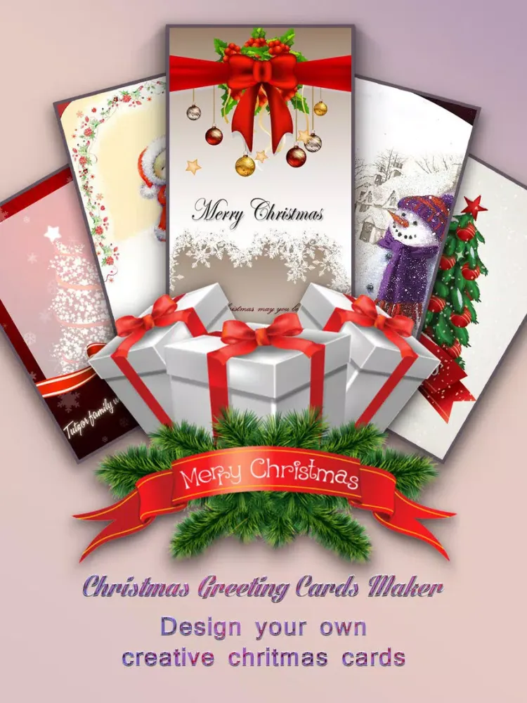 Christmas Greeting Cards Maker - Mail Thank You & Send Wishes with Greeting Frames plus Stickers iPad 应用截图