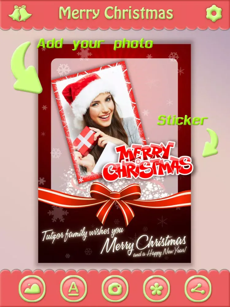 Christmas Greeting Cards Maker - Mail Thank You & Send Wishes with Greeting Frames plus Stickers iPad 应用截图