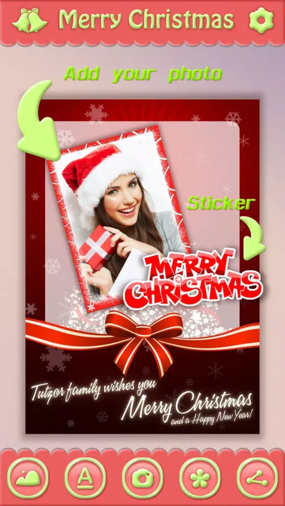Christmas Greeting Cards Maker - Mail Thank You & Send Wishes with Greeting Frames plus Stickers应用截图