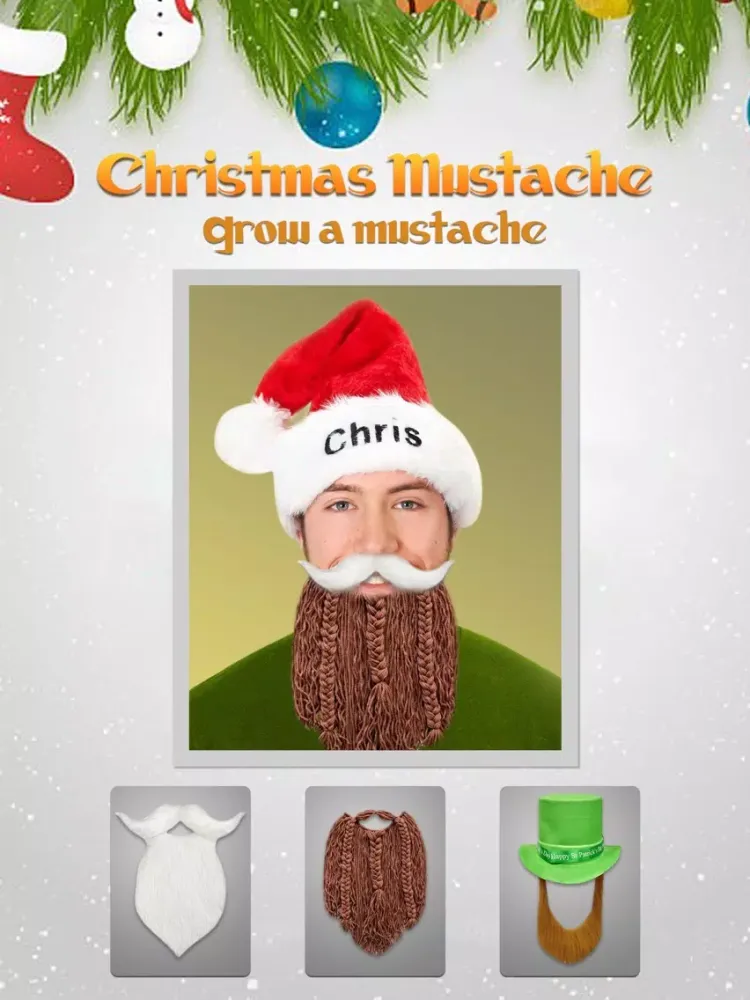 Screenshot di Christmas Moustache Booth - Sticker Photo Editor to Grow Santa Claus Beard over Yr Face iPad 
