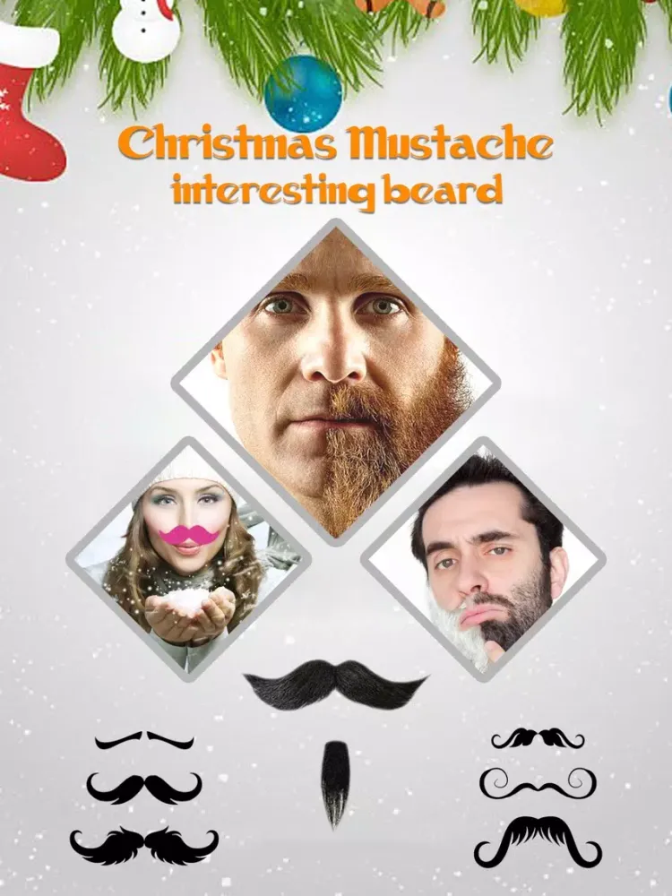 Screenshot di Christmas Moustache Booth - Sticker Photo Editor to Grow Santa Claus Beard over Yr Face iPad 