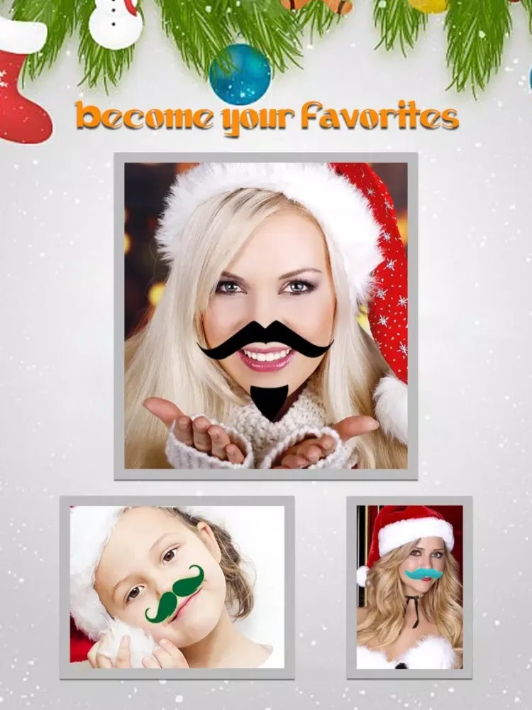 Screenshot di Christmas Moustache Booth - Sticker Photo Editor to Grow Santa Claus Beard over Yr Face iPad 