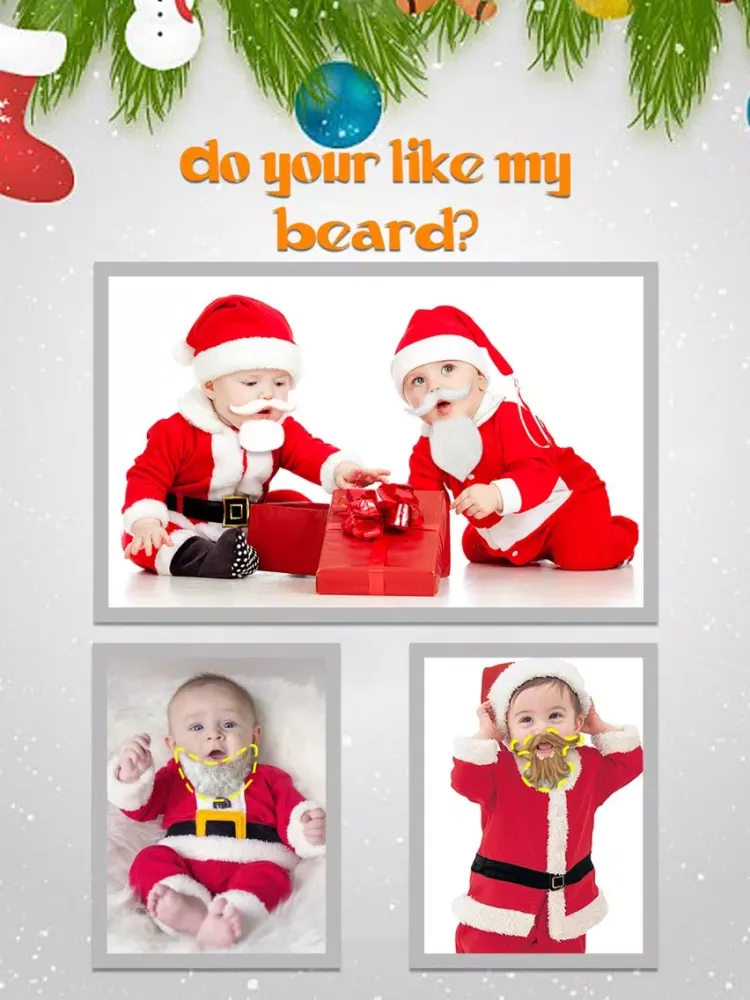 Screenshot di Christmas Moustache Booth - Sticker Photo Editor to Grow Santa Claus Beard over Yr Face iPad 