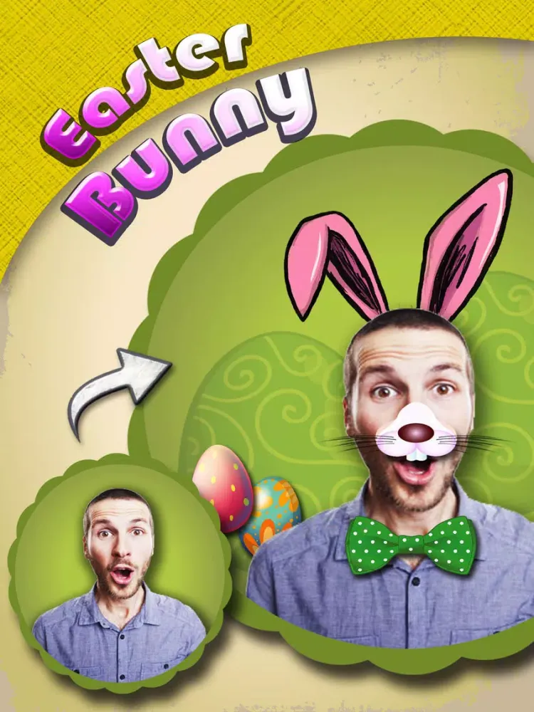 Capturas de tela do Easter Bunny Yourself Pro - Holiday Photo Sticker Blender with Cute Bunnies & Eggs iPad 