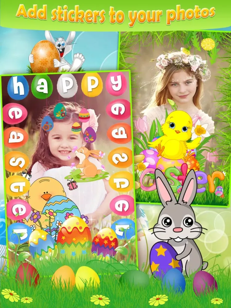 Easter Photo Sticker.s Editor Pro - Bunny, Egg & Warm Greeting for Holiday Picture Card iPad  스크린샷