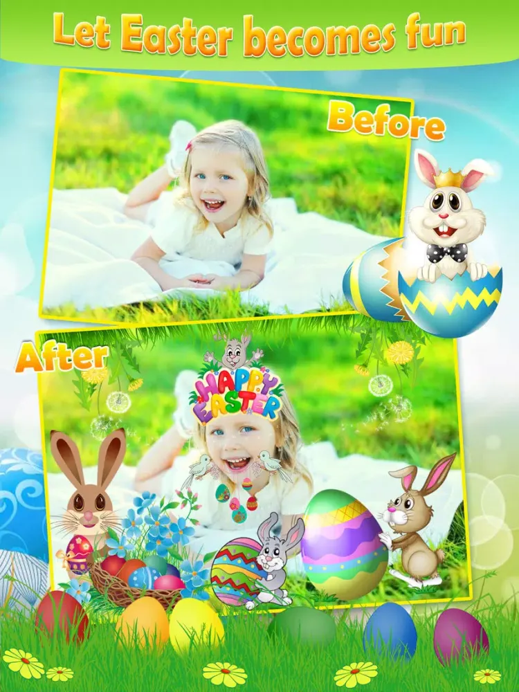 Easter Photo Sticker.s Editor Pro - Bunny, Egg & Warm Greeting for Holiday Picture Card iPad  스크린샷