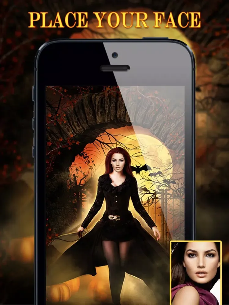 Скриншоты Halloween Face Makeup - Visage Camera to Swap Head in Frame Hole of Pumpkin, Scary & Ghost Images iPad 