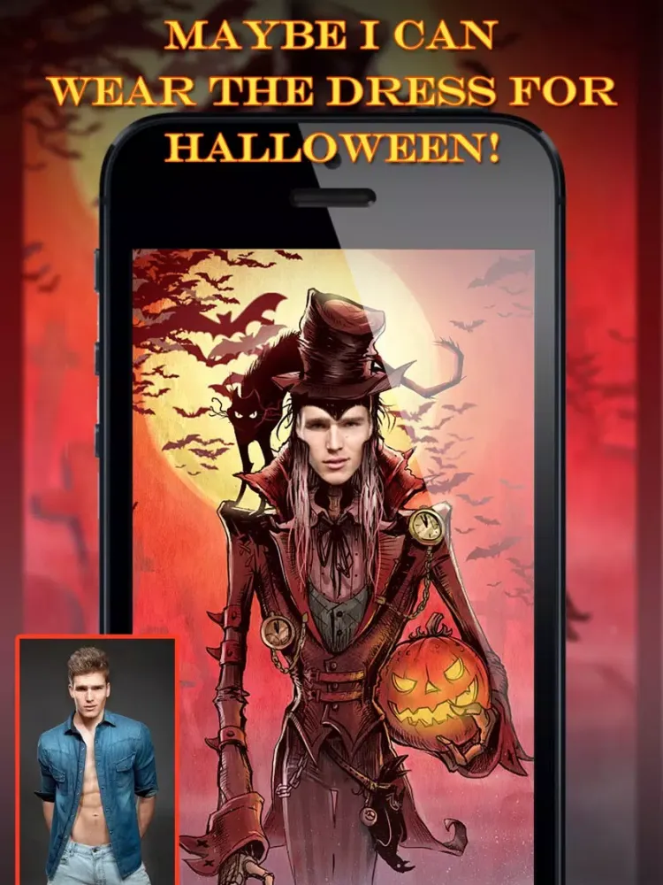 Скриншоты Halloween Face Makeup - Visage Camera to Swap Head in Frame Hole of Pumpkin, Scary & Ghost Images iPad 