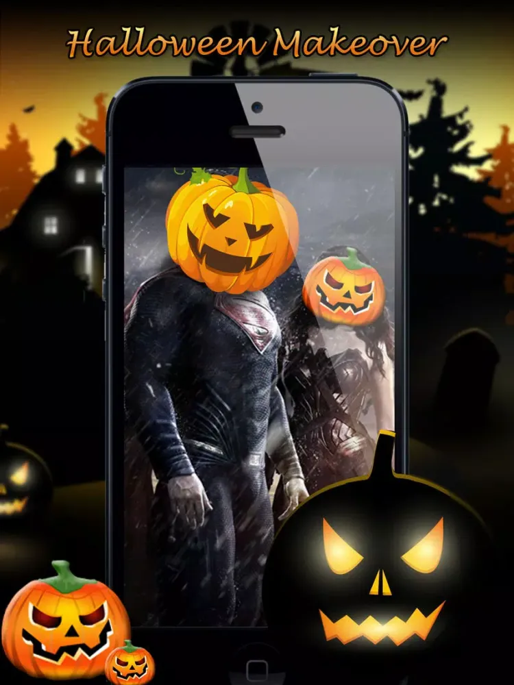 Halloween Makeover - Photo Editor Booth to Add Pumpkin, Scary & Ghost Stickers on Yr Face iPad  Screenshots