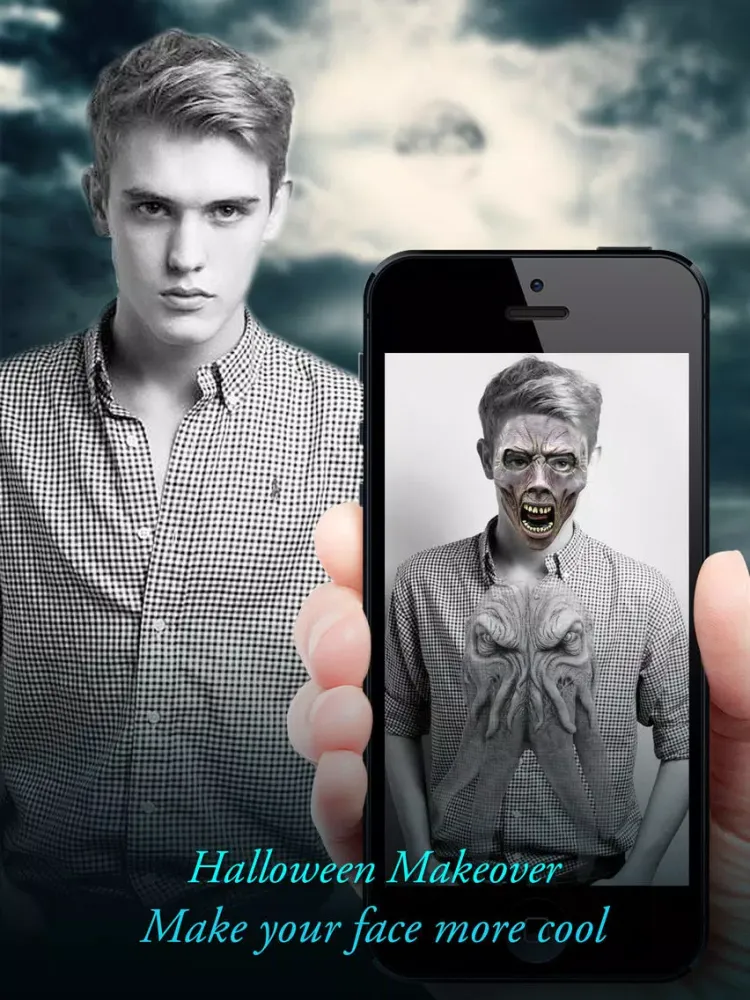 Halloween Makeover - Photo Editor Booth to Add Pumpkin, Scary & Ghost Stickers on Yr Face iPad  Screenshots