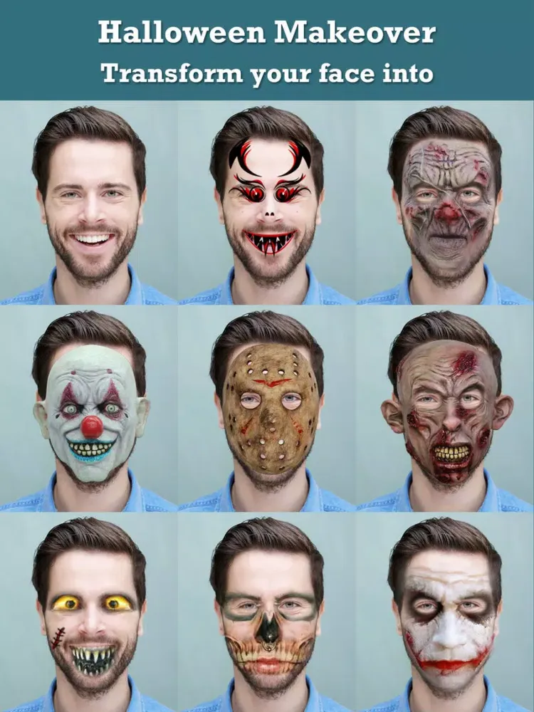 Halloween Makeover - Photo Editor Booth to Add Pumpkin, Scary & Ghost Stickers on Yr Face iPad  Screenshots