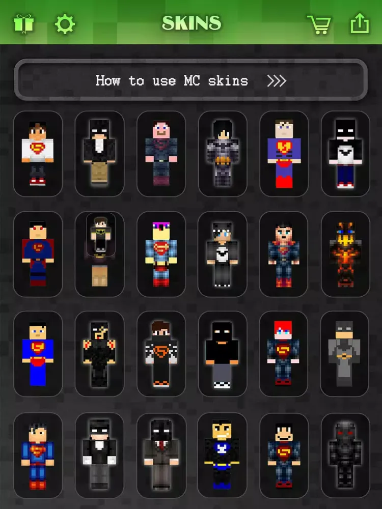 Batman & Superman Skins Collection - for Minecraft Pocket Edition Lite iPad 应用截图