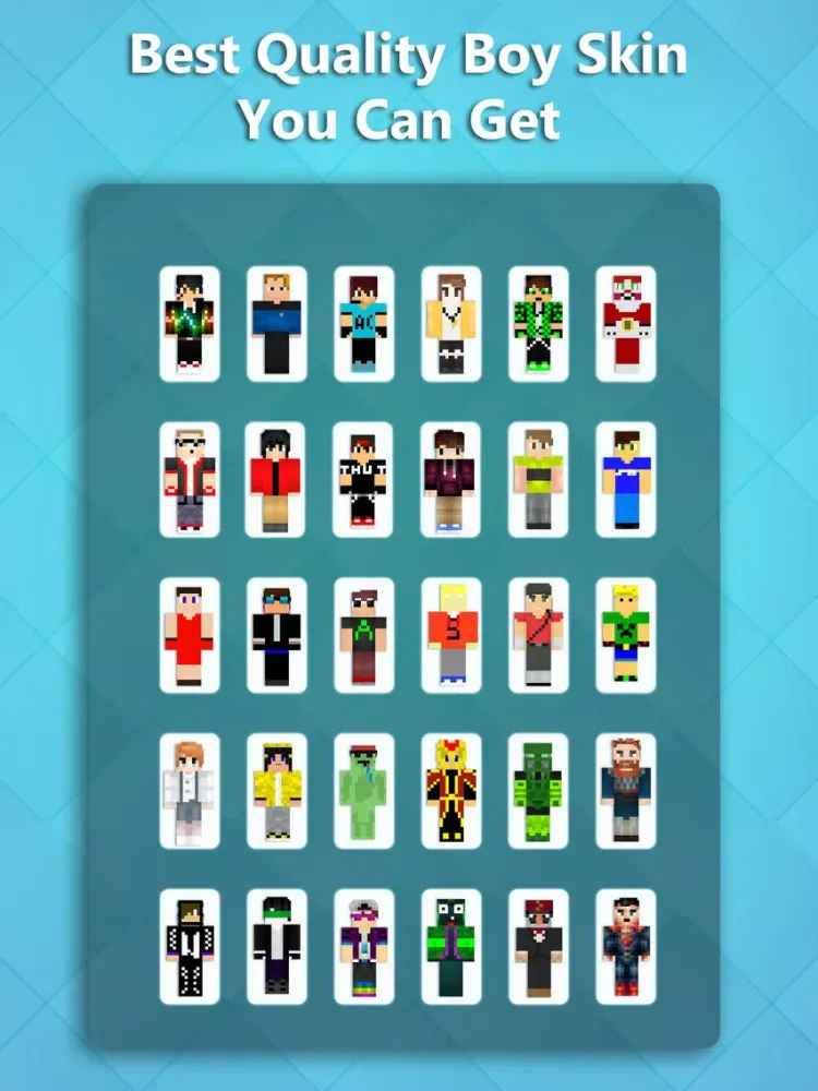 Best Boy Skins - Texture collection for MineCraft Pocket Edition iPad  Screenshots