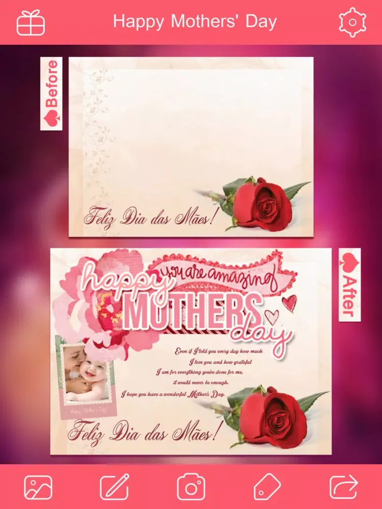 Mother's Day Photo Frame.s, Sticker.s & Greeting Card.s Make.r HD iPad 应用截图