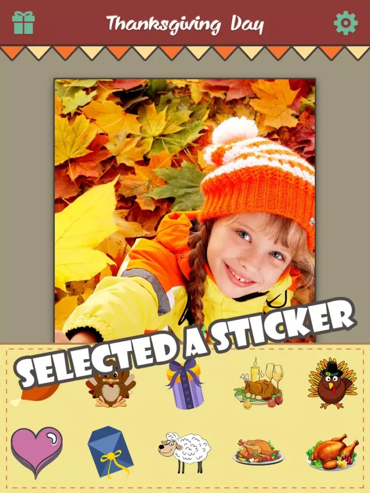 Ảnh chụp màn hình của Thanksgiving Day Makeover - Visage Photo Editor to Swirl Holiday Stickers on Yr Face iPad 
