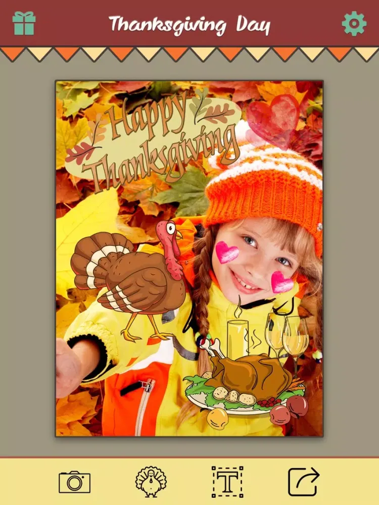 Ảnh chụp màn hình của Thanksgiving Day Makeover - Visage Photo Editor to Swirl Holiday Stickers on Yr Face iPad 
