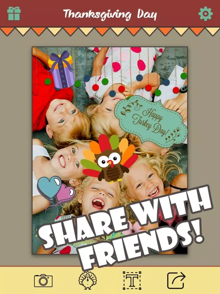 Ảnh chụp màn hình của Thanksgiving Day Makeover - Visage Photo Editor to Swirl Holiday Stickers on Yr Face iPad 