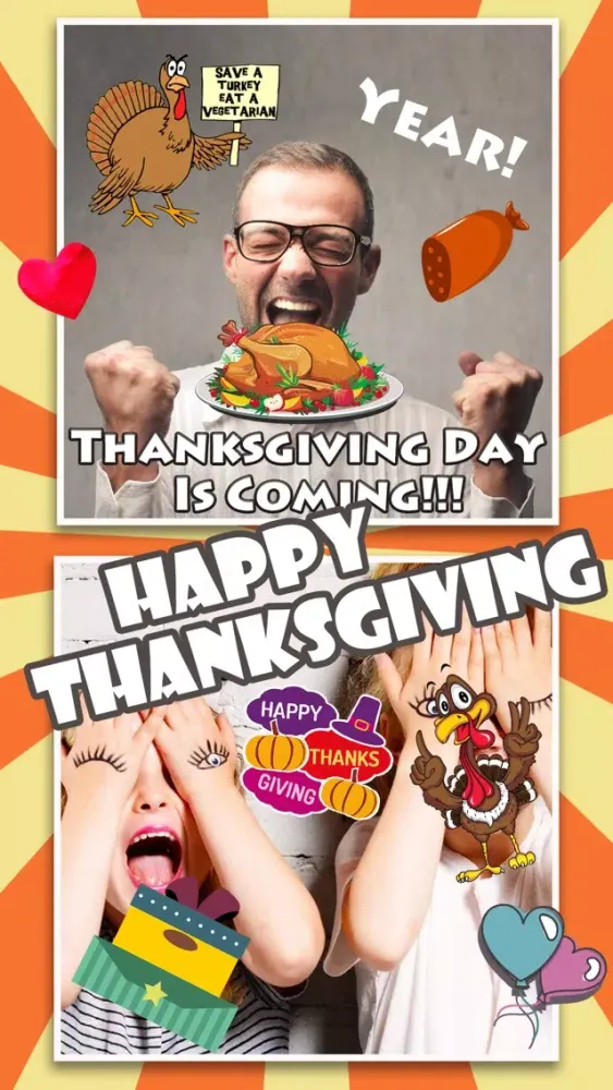Ảnh chụp màn hình của Thanksgiving Day Makeover - Visage Photo Editor to Swirl Holiday Stickers on Yr Face