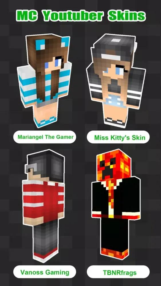 3D Youtuber Skins Collection - Pixel Texture Exporter for Minecraft Pocket Edition Lite স্ক্রিনশট