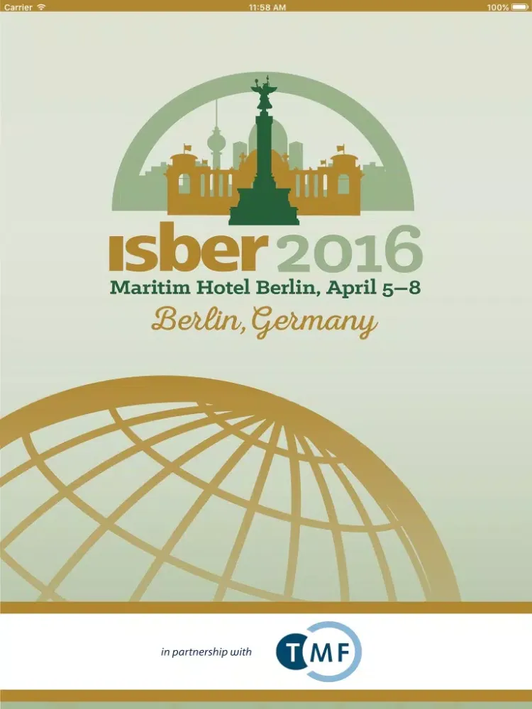 Ảnh chụp màn hình của ISBER 2016 Annual Meeting iPad 