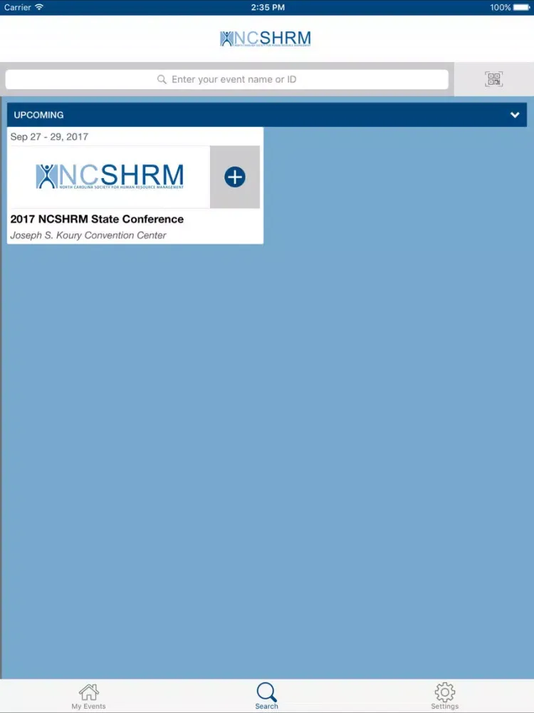 Tangkapan layar NCSHRM Events iPad 