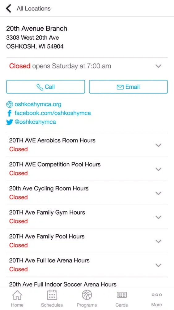 Скриншоты Oshkosh Community YMCA