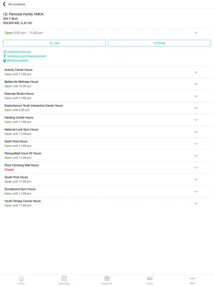 YMCA of Rock River Valley iPad 应用截图