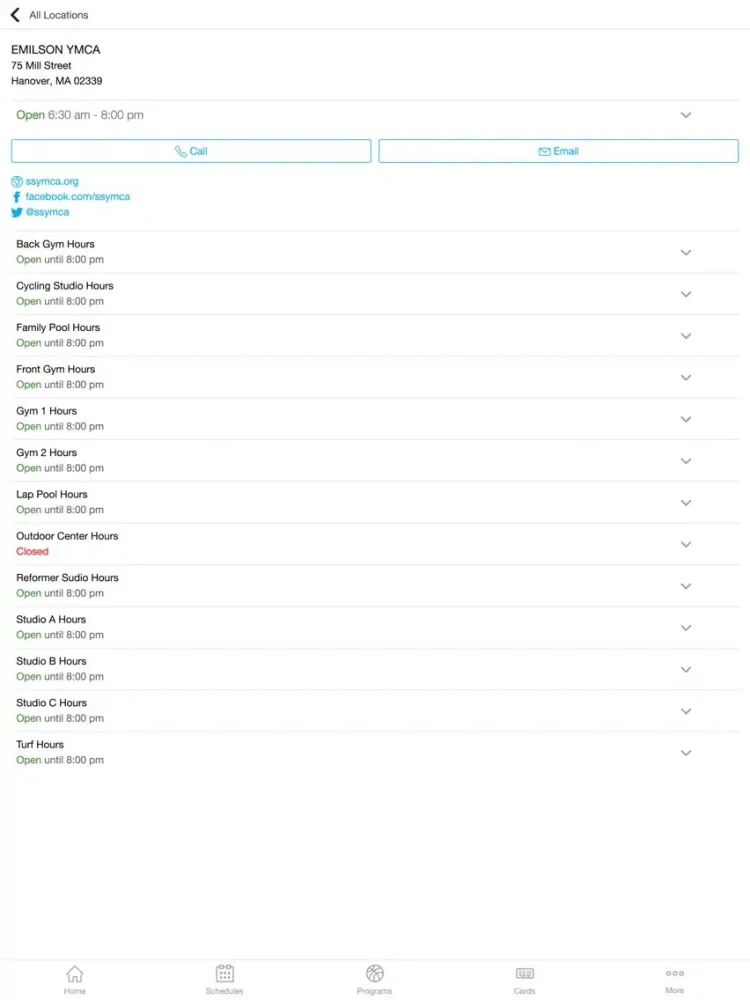 South Shore YMCA iPad  Screenshots