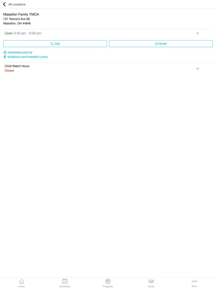Ảnh chụp màn hình của YMCA of Western Stark County iPad 