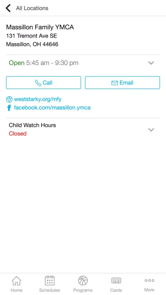 Ảnh chụp màn hình của YMCA of Western Stark County