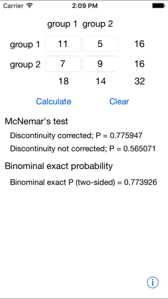 McNemar Screenshots