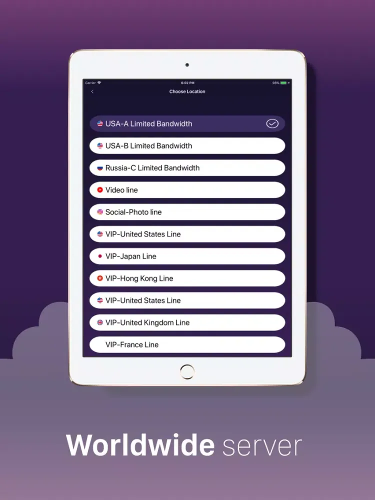 Rocket vpn - Super Fast Proxy iPad  سکرین شاٹس