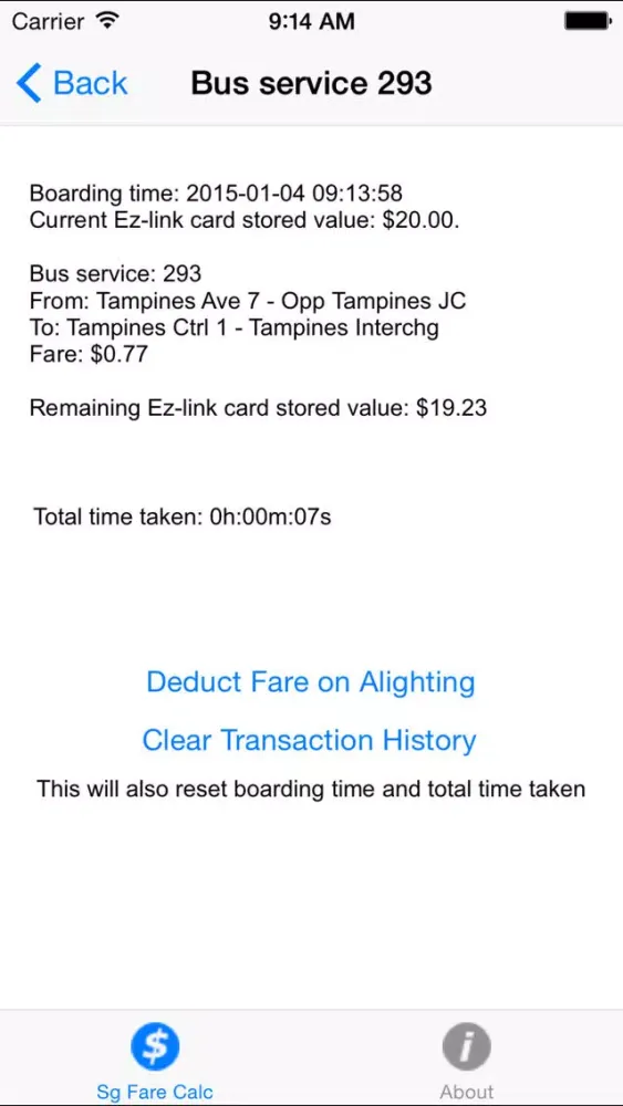 Capturas de tela do Sg Fare Calc