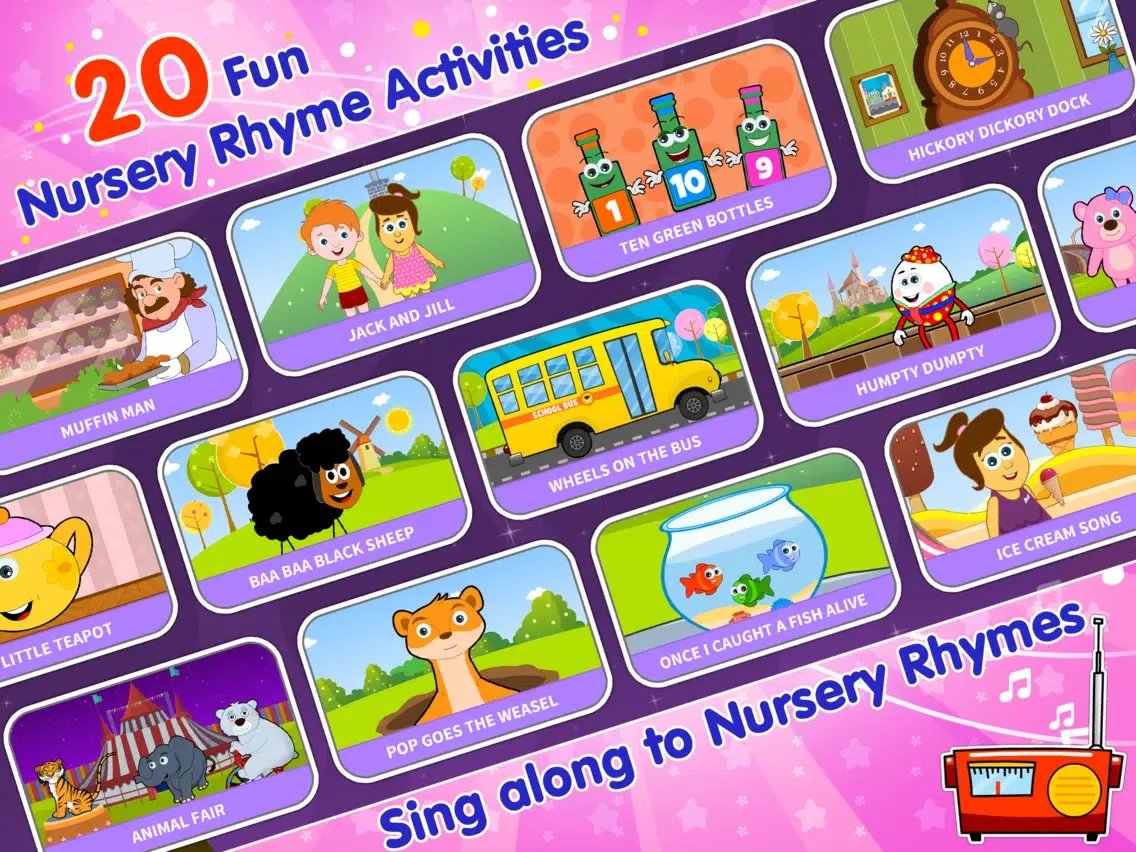 HooplaKidz Nursery Rhyme Activities iPad Screenshots