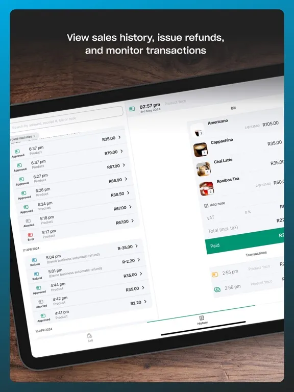 Tangkapan skrin Yoco Point of Sale (POS) iPad 