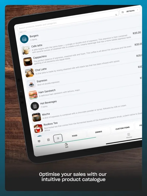 Tangkapan skrin Yoco Point of Sale (POS) iPad 