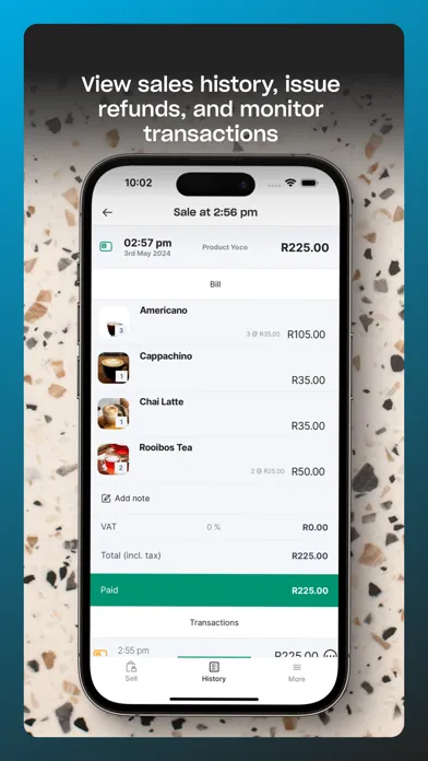 Tangkapan skrin Yoco Point of Sale (POS)