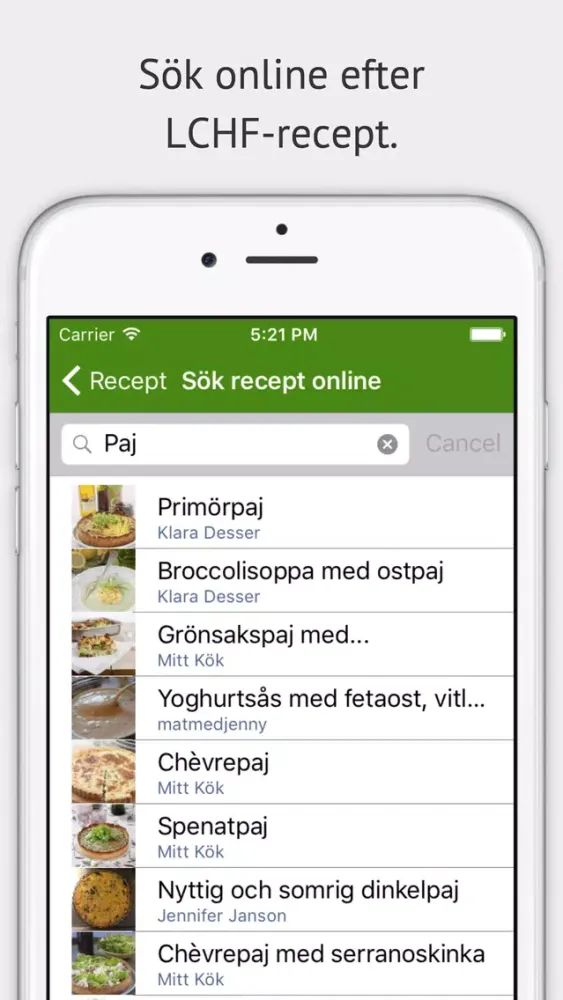 Ảnh chụp màn hình của LCHF - recept, dagbok, tips