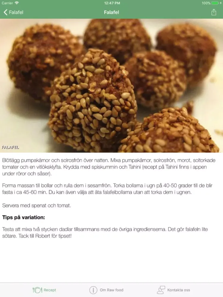 Rawfood iPad  Screenshots