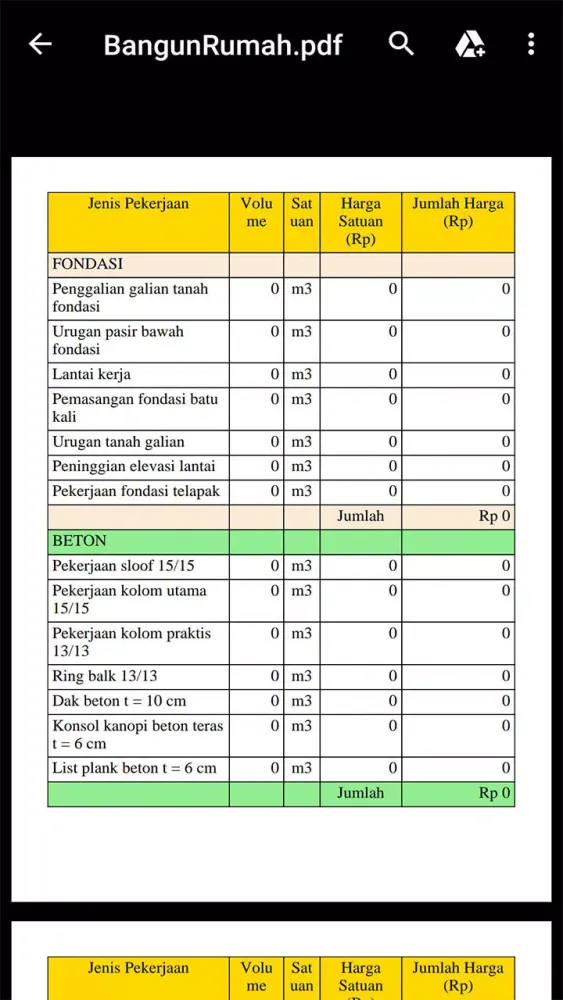 Captures d'écran de Rancangan Anggaran Biaya Rumah