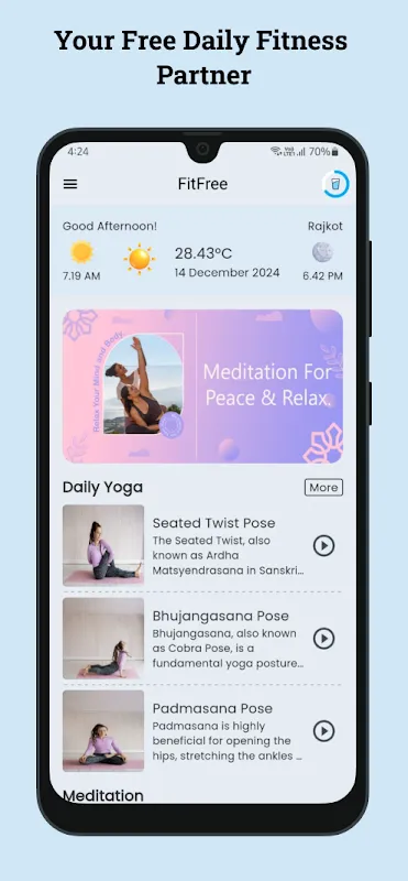 FitFree: Meditation & Yoga App Screenshots