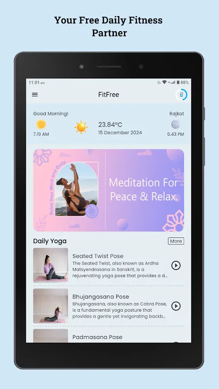 FitFree: Meditation & Yoga App Screenshots